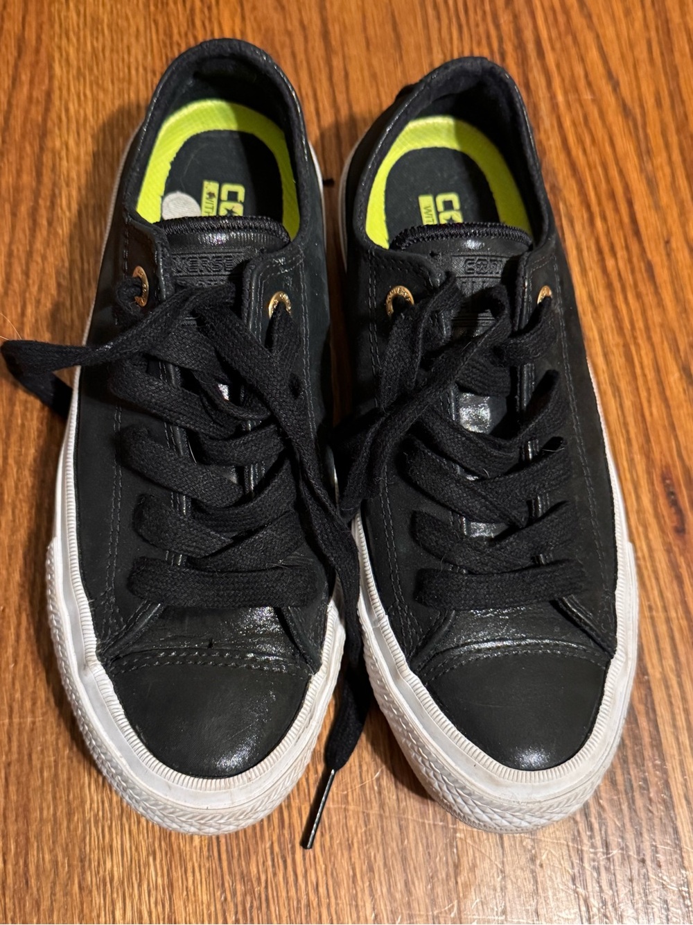 Converse Black Low-Top patent leatherish Sneakers